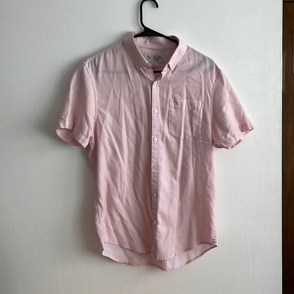 Pink penguin button up size medium